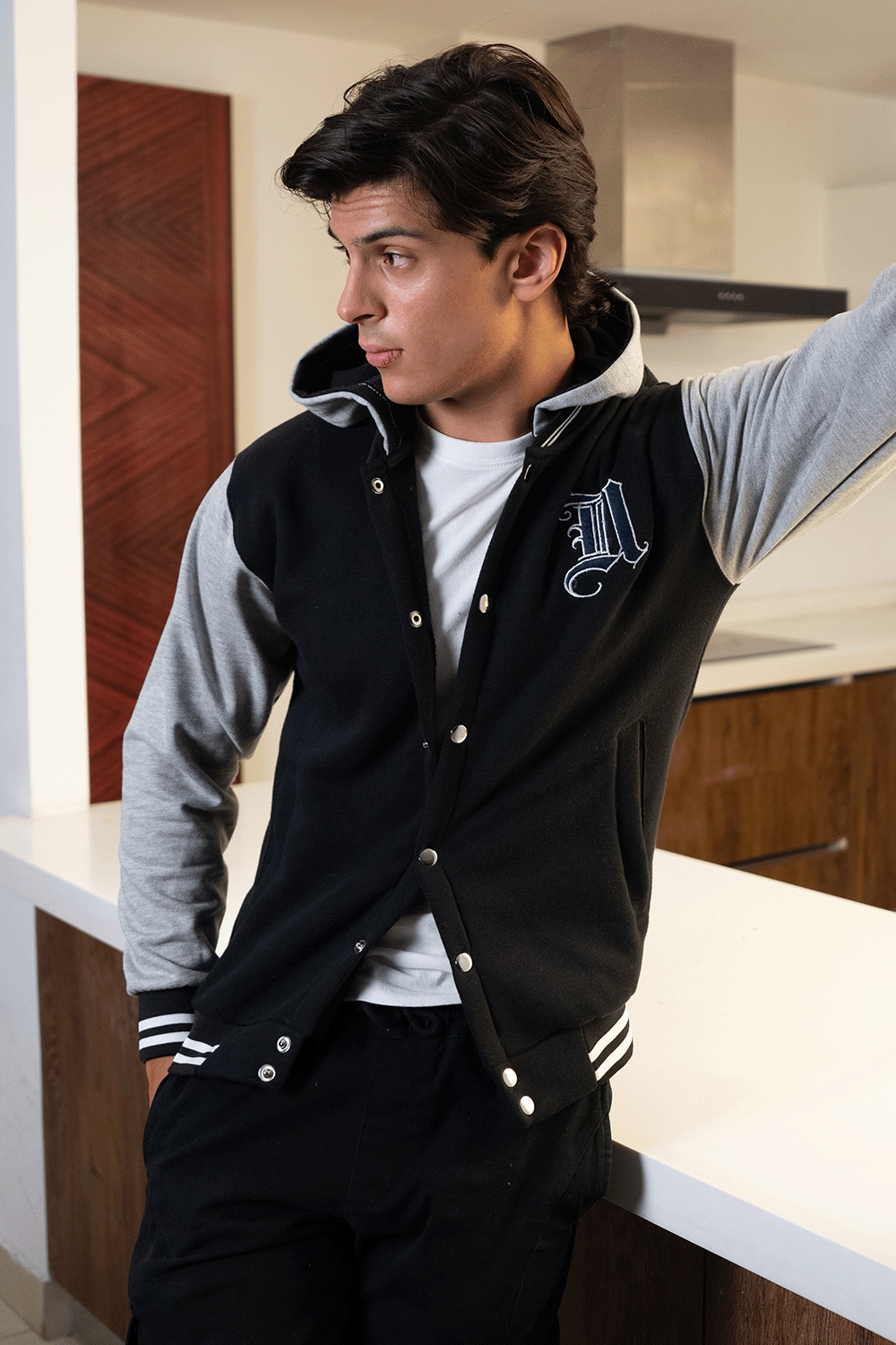 Black Grey Varsity Jacket