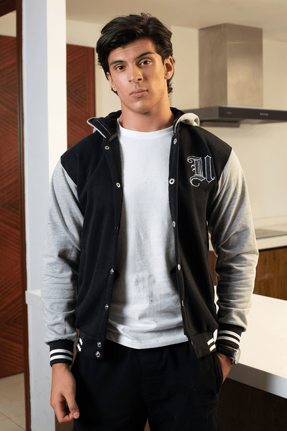 Black Grey Varsity Jacket