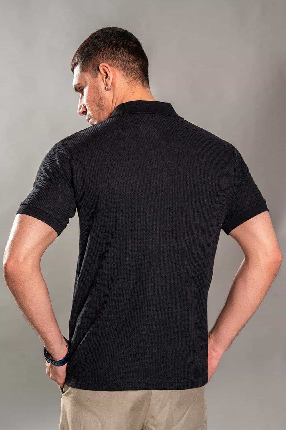 Black Knitted Polo