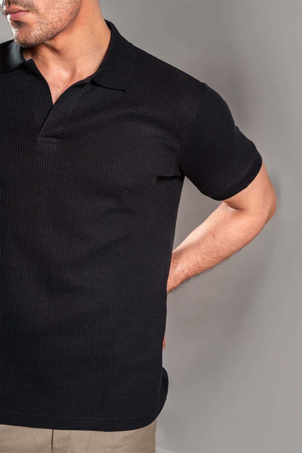 Black Knitted Polo