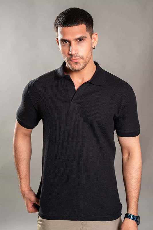 Black Knitted Polo