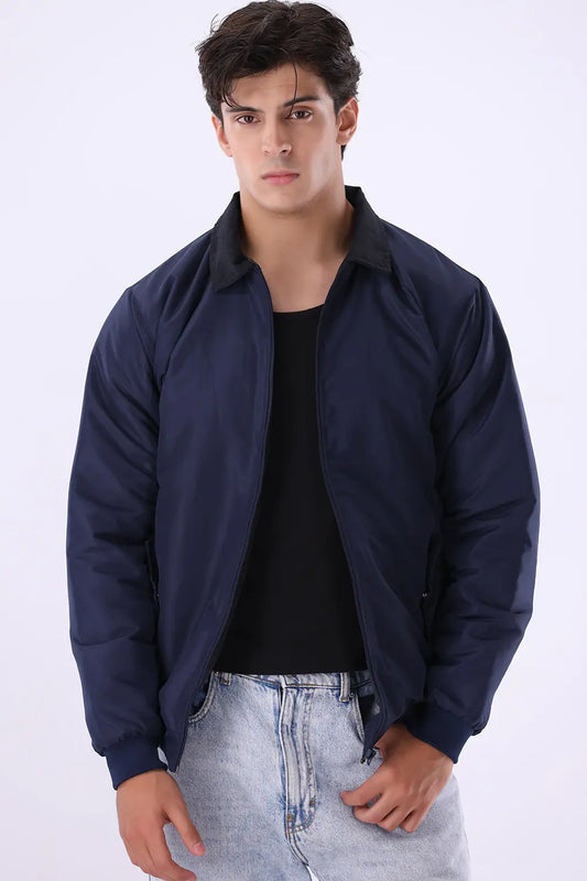 Blue Jacket with Corduroy Collar