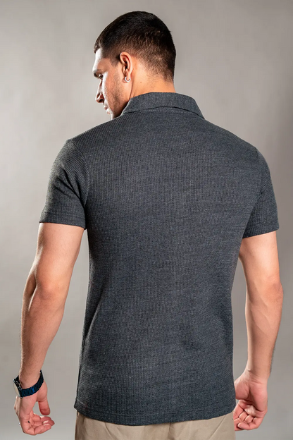 Charcoal Knitted Polo