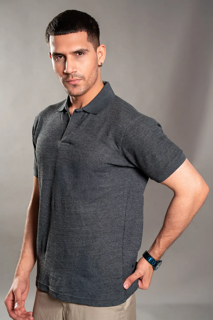 Charcoal Knitted Polo
