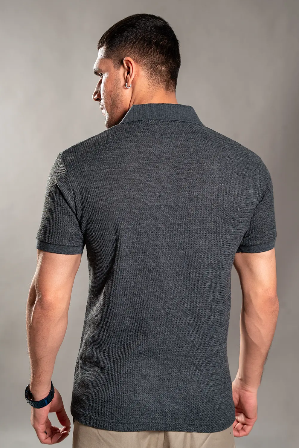 Charcoal Knitted Polo