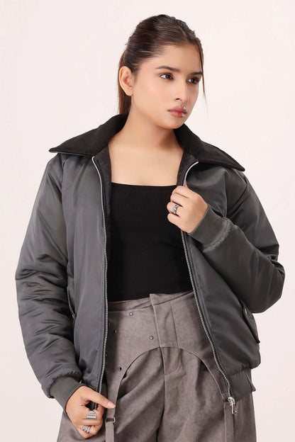 Charcoal Aviator Jacket - W