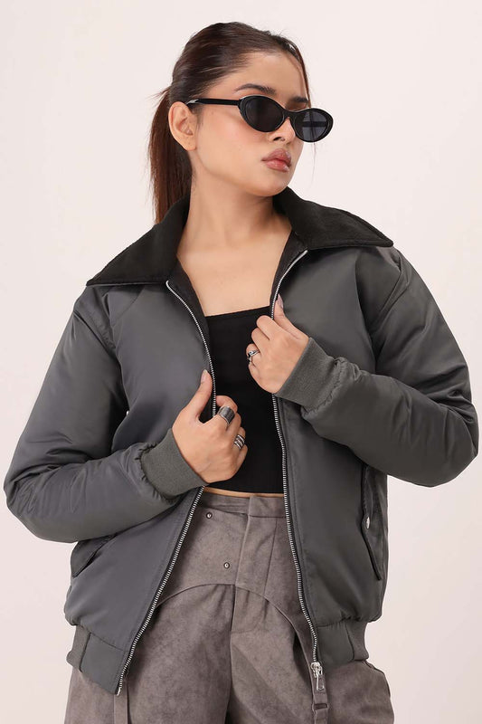 Charcoal Aviator Jacket - W