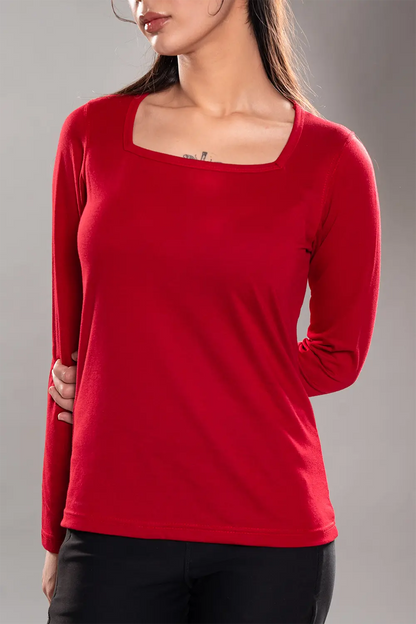 Dark Red Square Neck