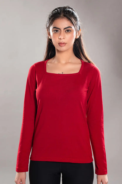 Dark Red Square Neck