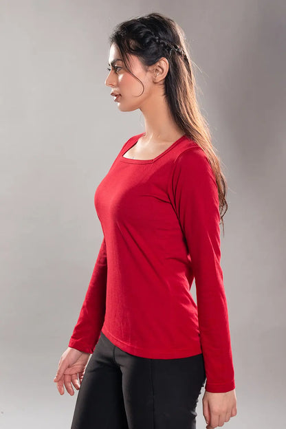 Dark Red Square Neck