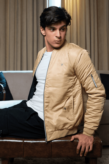 Beige Bomber Jacket