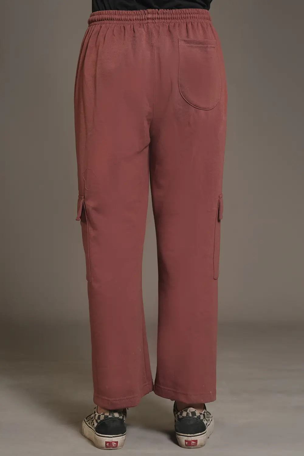 Dark Peach Wide Legged Cargo Trousers - W