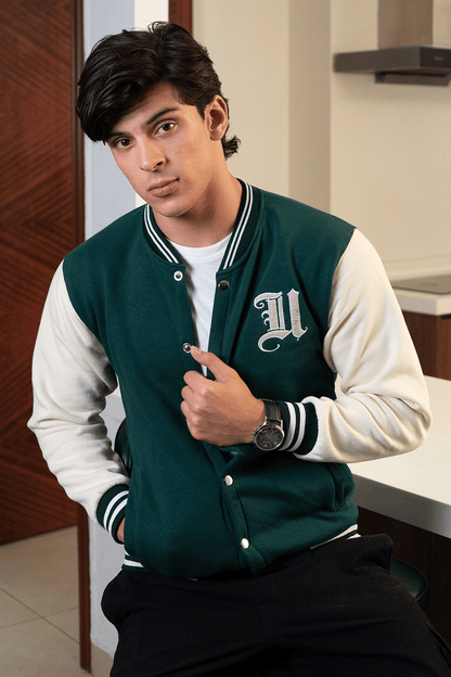 Green and Cream Varsity Jacket