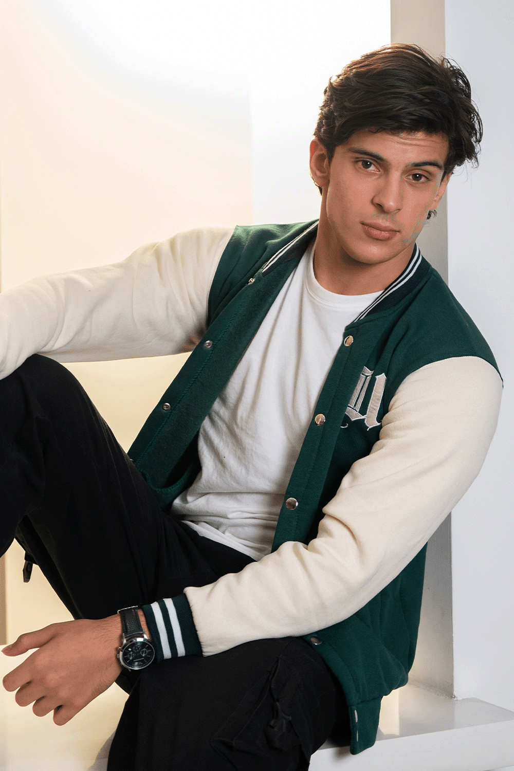 Green and Cream Varsity Jacket