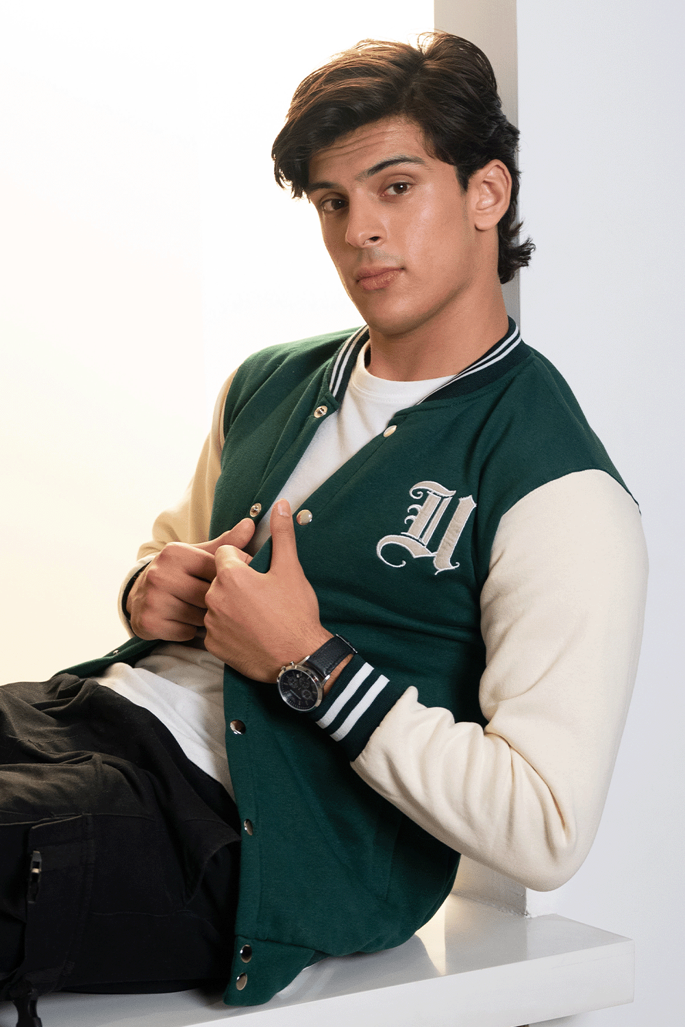 Green and Cream Varsity Jacket