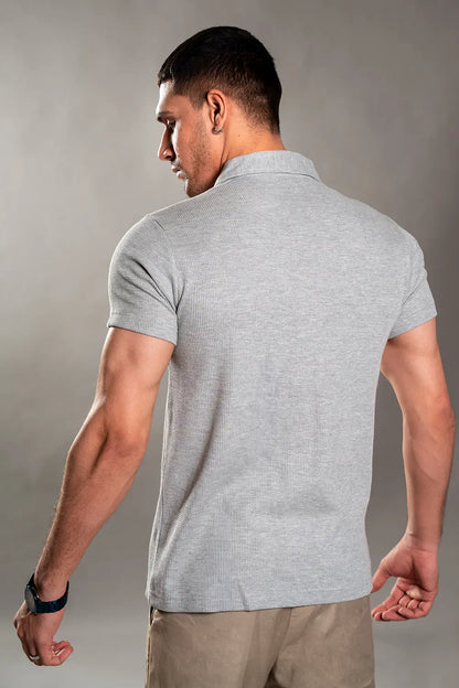 Grey Knitted Polo