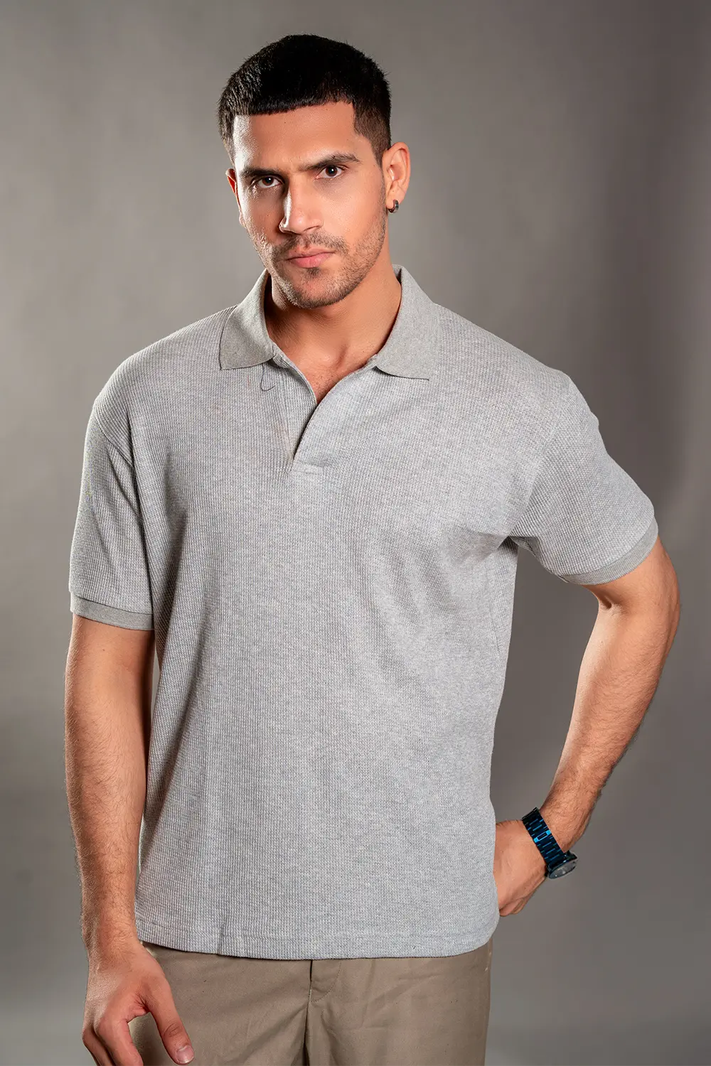 Grey Knitted Polo