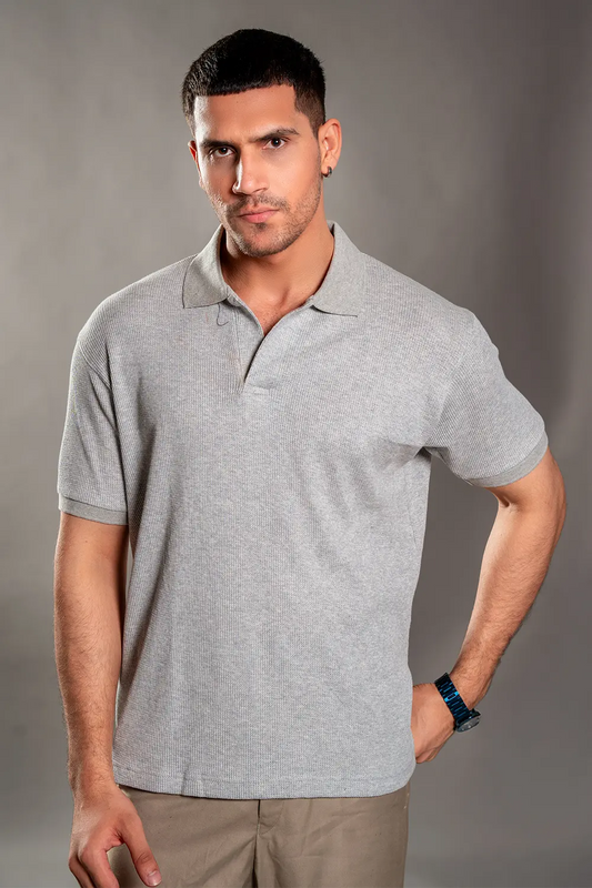 Grey Knitted Polo