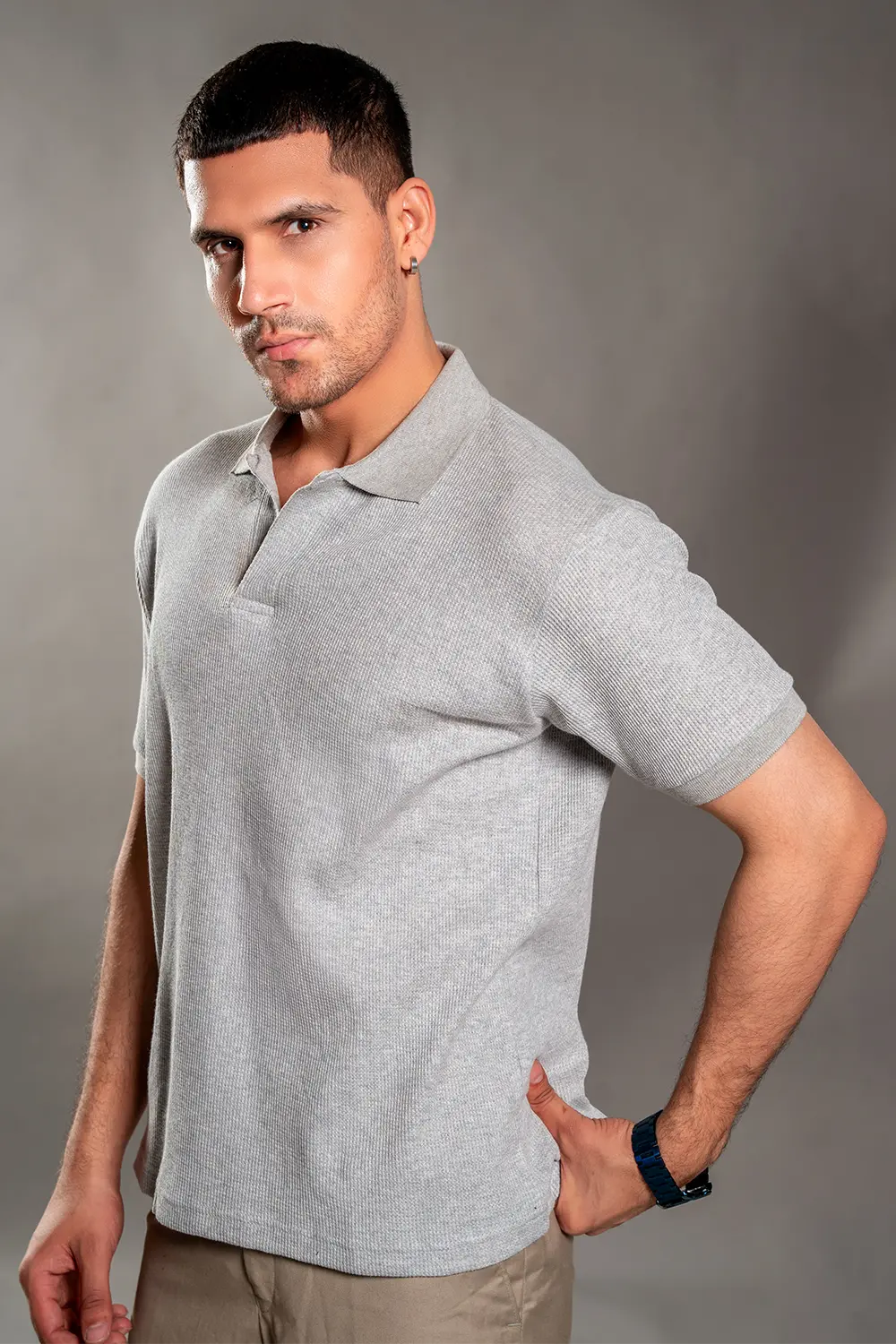 Grey Knitted Polo