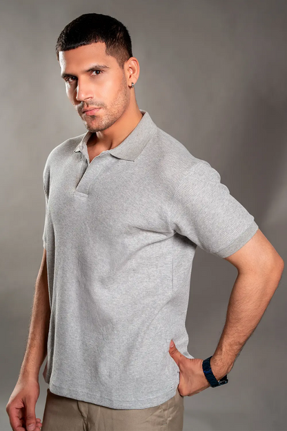 Grey Knitted Polo