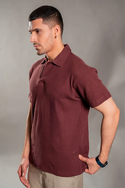 Maroon Knitted Polo