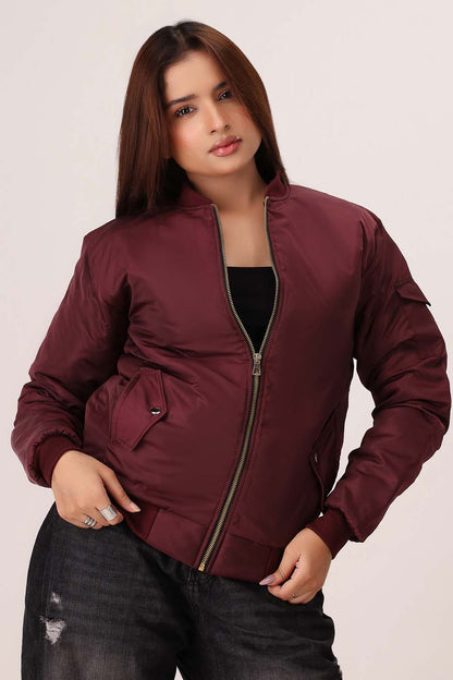 Maroon Bomber Jacket - W