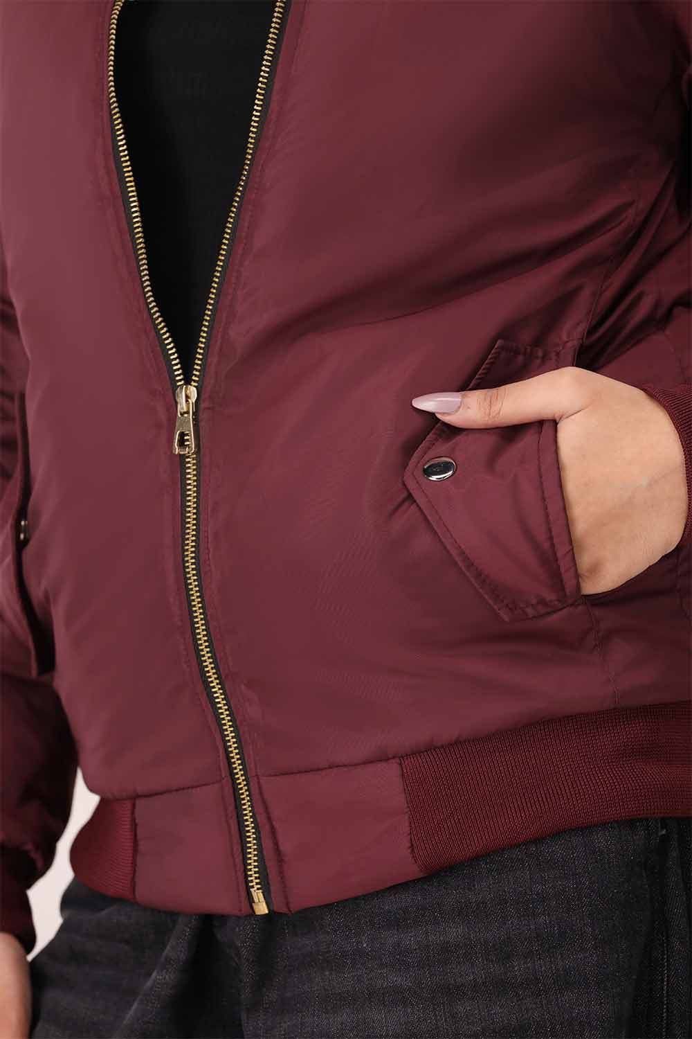 Maroon Bomber Jacket - W