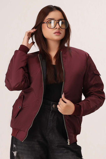 Maroon Bomber Jacket - W