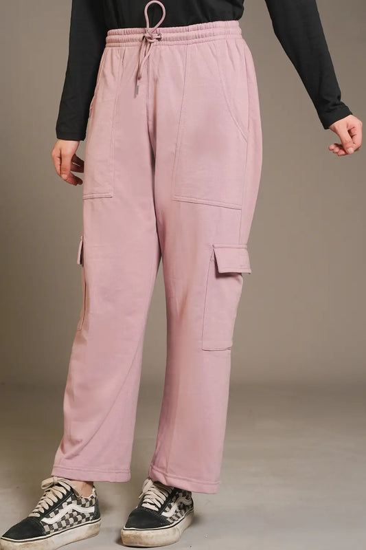 Mauve Wide Legged Cargo Trousers - W