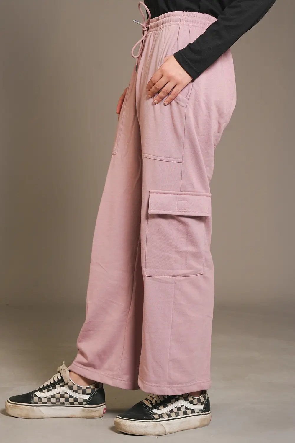 Mauve Wide Legged Cargo Trousers - W