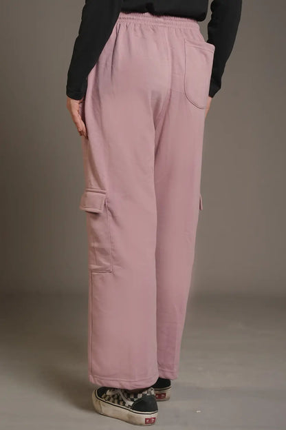 Mauve Wide Legged Cargo Trousers - W