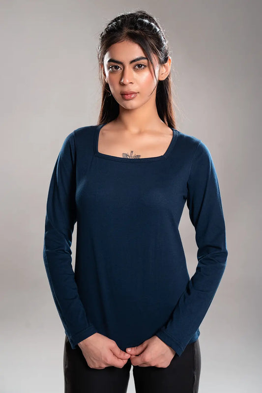 Navy Blue Square Neck