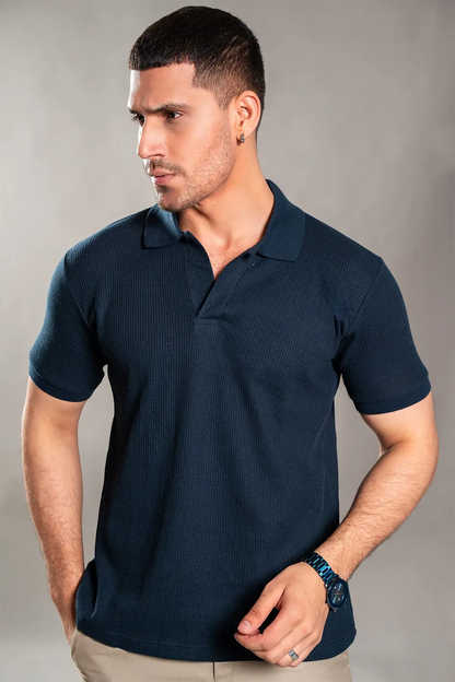 Navy Blue Knitted Polo
