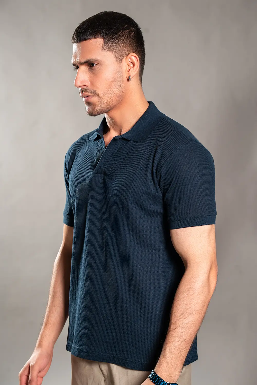 Navy Blue Knitted Polo