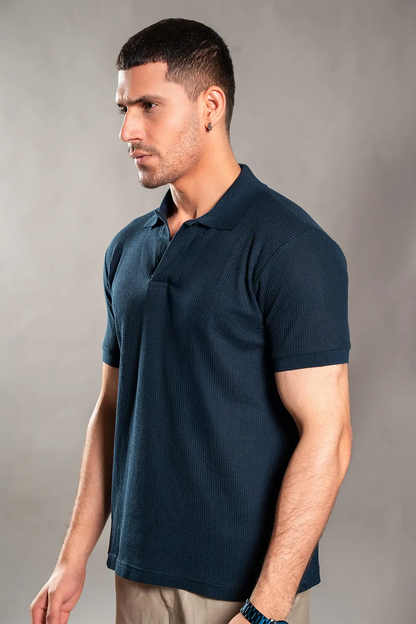 Navy Blue Knitted Polo