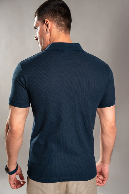 Navy Blue Knitted Polo