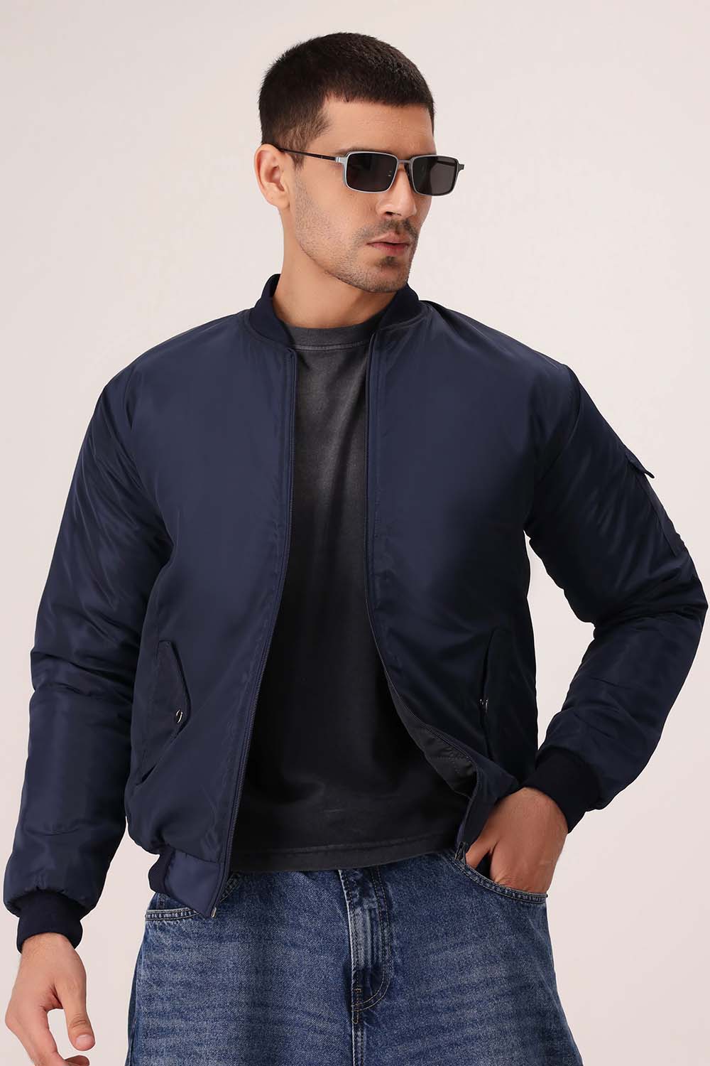 Navy Blue Bomber Jacket