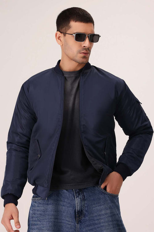 Navy Blue Bomber Jacket