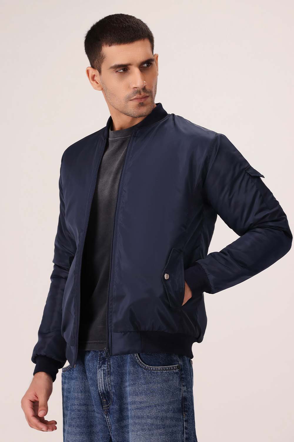 Navy Blue Bomber Jacket