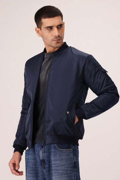Navy Blue Bomber Jacket
