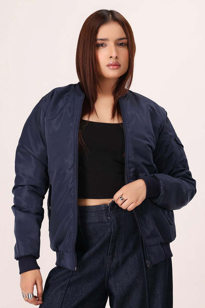 Navy Blue Bomber Jacket - W