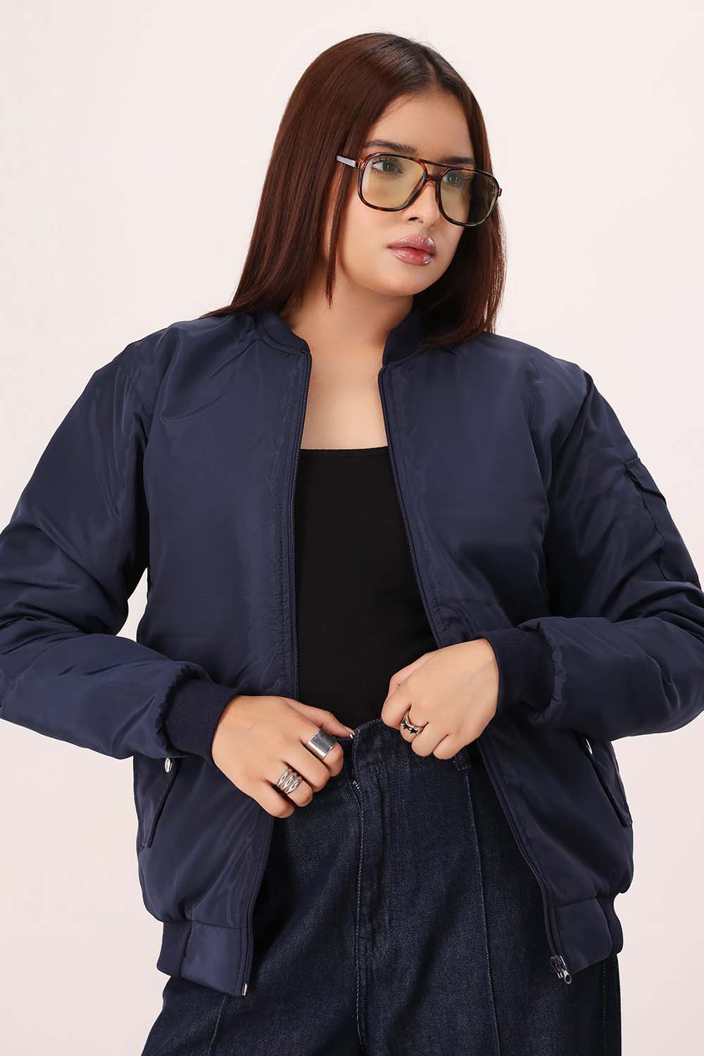 Navy Blue Bomber Jacket - W