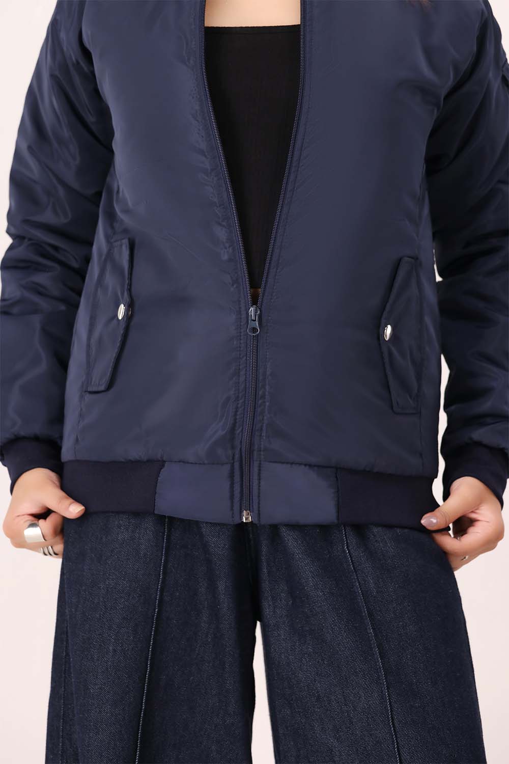 Navy Blue Bomber Jacket - W