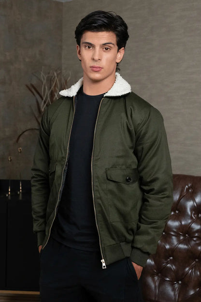 Olive Sherpa Jacket