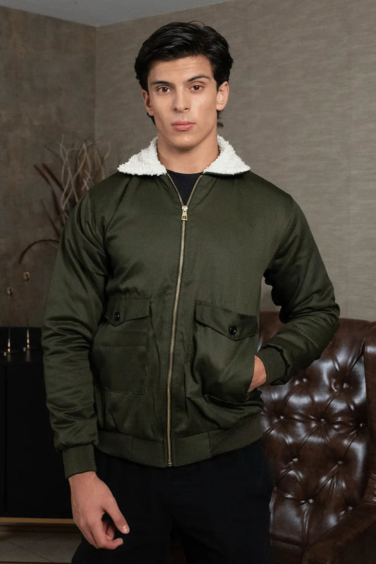 Olive Sherpa Jacket