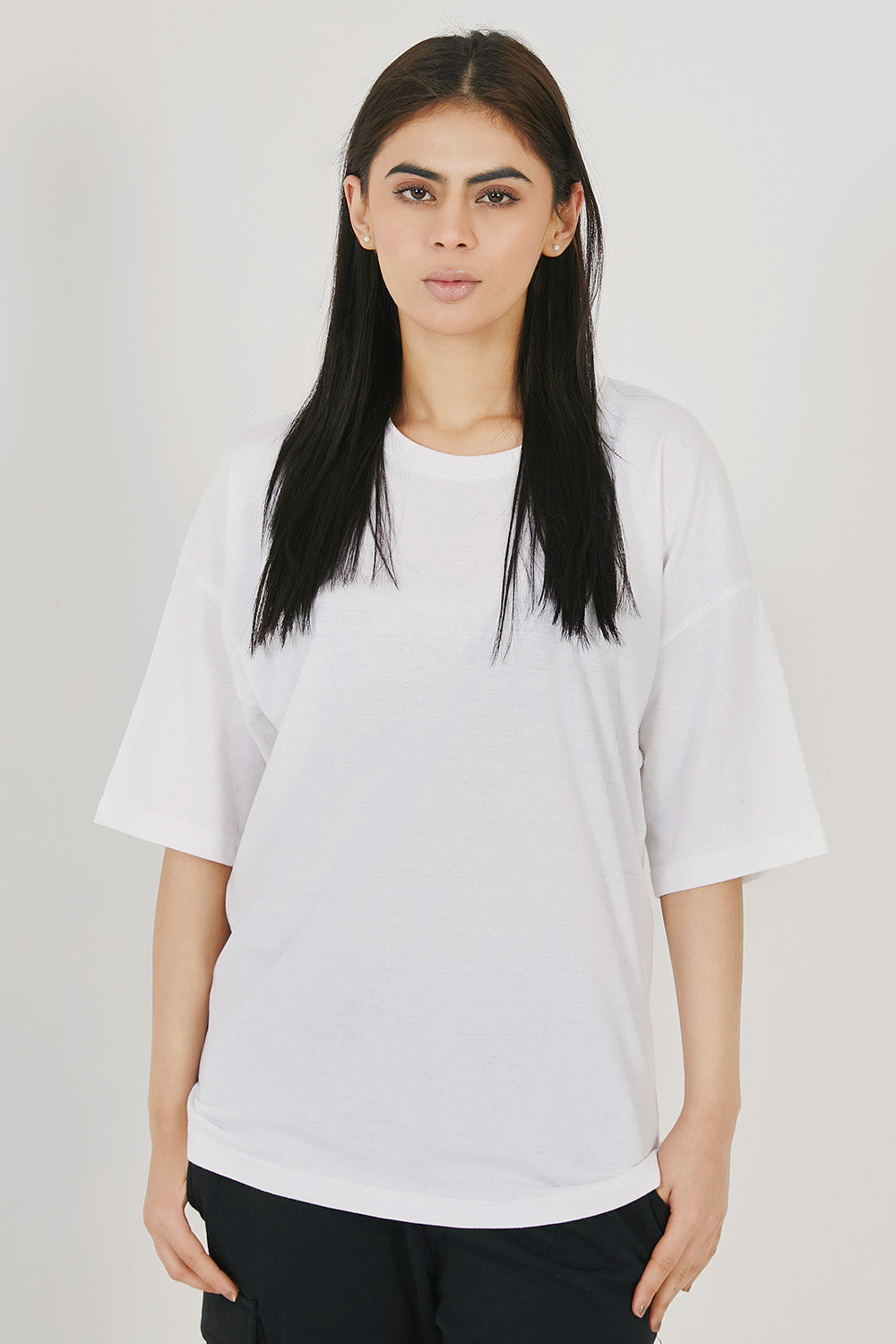 White Basic Oversized Tee - W