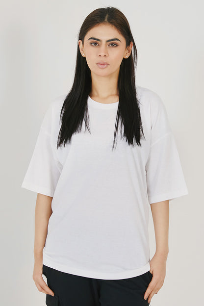 White Basic Oversized Tee - W