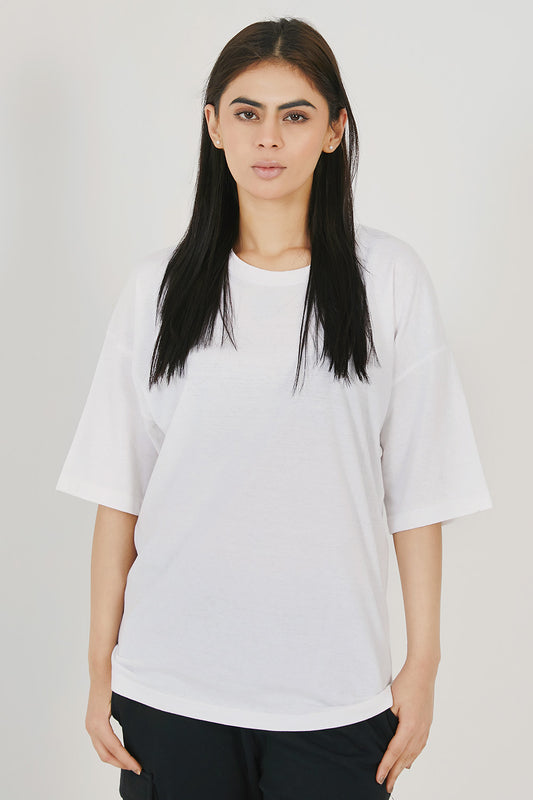 White Basic Oversized Tee - W