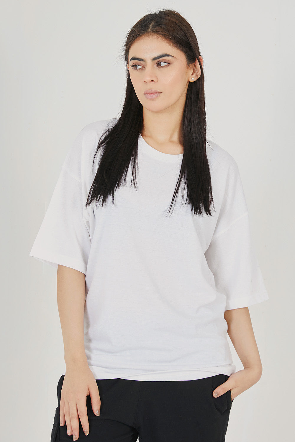 White Basic Oversized Tee - W