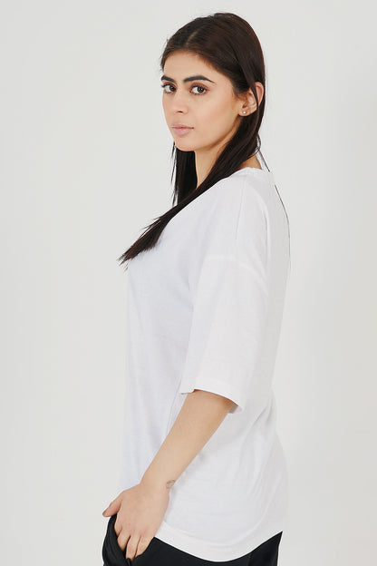 White Basic Oversized Tee - W